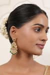 Buy_Smars Jewelry_Gold Plated Kundan Floral Carved Bead Tassel Earrings _at_Aza_Fashions