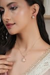 Buy_Smars Jewelry_Gold Plated Cubic Zirconia Geometric Shaped Pendant Necklace Set _at_Aza_Fashions