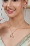 Buy_Smars Jewelry_Gold Plated Cubic Zirconia Floral Shaped Pendant Necklace Set _Online_at_Aza_Fashions