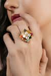 Buy_Smars Jewelry_Gold Plated Stone Floral Shaped Ring _at_Aza_Fashions