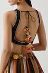 AUM by Asit and Ashima_Multi Color Silk Embroidered Bead Scoop Checkered Geometric Lehenga Blouse Set _Online_at_Aza_Fashions