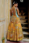 Shop_AUM by Asit and Ashima_Yellow Silk Embroidered Bead Scoop Patchwork Zardozi Lehenga With Corset _at_Aza_Fashions