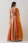 Shop_AUM by Asit and Ashima_Orange Silk Embroidered Bead V-neck Patchwork Embellished Lehenga Set _at_Aza_Fashions