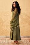 Kharakapas_Green Chanderi Embroidery Gota Sweetheart Mehndi Kurta With Dupatta _Online_at_Aza_Fashions