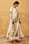 Shop_Kharakapas_Off White Cotton Mul Printed Floral Round Voluminous Dress _Online_at_Aza_Fashions