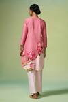 Shop Dressfolk Pink Chanderi Embroidery Round Neck Floral Print Kurta Set at Aza Fashions Shop_Dressfolk_Pink Chanderi Embroidery Round Neck Floral Print Kurta Set_at_Aza_Fashions
