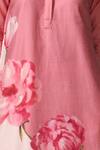 Shop Dressfolk Pink Chanderi Embroidery Round Neck Floral Print Kurta Set Online at Aza Fashions Shop_Dressfolk_Pink Chanderi Embroidery Round Neck Floral Print Kurta Set_Online_at_Aza_Fashions