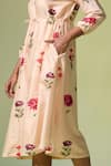 Shop_Dressfolk_Beige Chanderi Print Floral Round Heera Dress _Online_at_Aza_Fashions