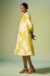Buy_Dressfolk_Yellow Chanderi V-neck Komal Floral Pattern Dress _Online_at_Aza_Fashions