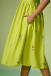 Shop_Dressfolk_Green Chanderi Embroidery V-neck Floral Print Midi Dress _Online_at_Aza_Fashions