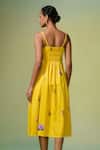 Shop_Dressfolk_Yellow Chanderi Embroidery Sweetheart Neck Floral Midi Dress _at_Aza_Fashions