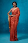 Buy_Dressfolk_Orange Handloom Chanderi Handwoven Aarzoo Saree With Unstitched Blouse Piece _at_Aza_Fashions