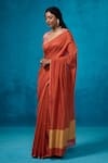 Dressfolk_Orange Handloom Chanderi Handwoven Aarzoo Saree With Unstitched Blouse Piece _Online_at_Aza_Fashions