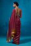 Shop_Dressfolk_Wine Handloom Chanderi Handwoven Alora Saree With Unstitched Blouse Piece _at_Aza_Fashions