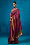 Dressfolk_Wine Handloom Chanderi Handwoven Alora Saree With Unstitched Blouse Piece _Online_at_Aza_Fashions