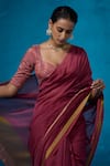 Buy_Dressfolk_Wine Handloom Chanderi Handwoven Alora Saree With Unstitched Blouse Piece _Online_at_Aza_Fashions