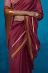 Dressfolk_Wine Handloom Chanderi Handwoven Alora Saree With Unstitched Blouse Piece _at_Aza_Fashions