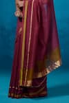 Buy_Dressfolk_Wine Handloom Chanderi Handwoven Alora Saree With Unstitched Blouse Piece 