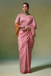 Buy_Dressfolk_Pink Handloom Chanderi Handwoven Anahira Saree With Unstitched Blouse Piece _at_Aza_Fashions