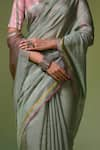 Buy_Dressfolk_Green Handloom Chanderi Handwoven Anjum Saree With Unstitched Blouse Piece _Online_at_Aza_Fashions