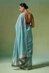 Shop_Dressfolk_Sky Blue Handloom Chanderi Handwoven Falak Saree With Unstitched Blouse Piece _at_Aza_Fashions