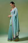 Dressfolk_Sky Blue Handloom Chanderi Handwoven Falak Saree With Unstitched Blouse Piece _Online_at_Aza_Fashions