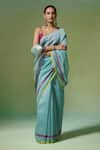 Shop_Dressfolk_Sky Blue Handloom Chanderi Handwoven Falak Saree With Unstitched Blouse Piece _Online_at_Aza_Fashions