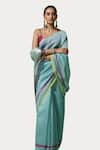 Dressfolk_Sky Blue Handloom Chanderi Handwoven Falak Saree With Unstitched Blouse Piece _at_Aza_Fashions