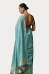 Buy_Dressfolk_Sky Blue Handloom Chanderi Handwoven Falak Saree With Unstitched Blouse Piece 