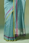 Dressfolk_Sky Blue Handloom Chanderi Handwoven Falak Saree With Unstitched Blouse Piece _Online