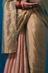 Dressfolk_Peach Handloom Chanderi Handwoven Farozaan Saree With Unstitched Blouse Piece _at_Aza_Fashions