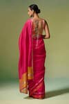 Shop_Dressfolk_Pink Handloom Chanderi Handwoven Fidha Saree With Unstitched Blouse Piece _at_Aza_Fashions