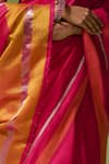 Shop_Dressfolk_Pink Handloom Chanderi Handwoven Fidha Saree With Unstitched Blouse Piece _Online_at_Aza_Fashions