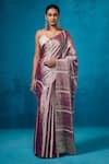 Buy_Dressfolk_Purple Handloom Tissue Handwoven Gauhar Saree With Unstitched Blouse Piece _at_Aza_Fashions