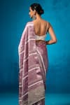 Shop_Dressfolk_Purple Handloom Tissue Handwoven Gauhar Saree With Unstitched Blouse Piece _at_Aza_Fashions