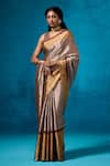 Buy_Dressfolk_Silver Handloom Tissue Handwoven Inaayat Saree With Unstitched Blouse Piece _at_Aza_Fashions