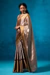 Buy_Dressfolk_Silver Handloom Tissue Handwoven Inaayat Saree With Unstitched Blouse Piece _Online_at_Aza_Fashions