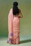 Shop_Dressfolk_Peach Handloom Chanderi Handwoven Indu Saree With Unstitched Blouse Piece _at_Aza_Fashions