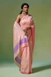 Buy_Dressfolk_Peach Handloom Chanderi Handwoven Indu Saree With Unstitched Blouse Piece _Online_at_Aza_Fashions