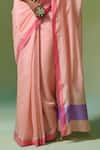 Dressfolk_Peach Handloom Chanderi Handwoven Indu Saree With Unstitched Blouse Piece _at_Aza_Fashions