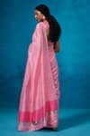 Shop_Dressfolk_Pink Handloom Chanderi Handwoven Kalyani Saree With Unstitched Blouse Piece _at_Aza_Fashions