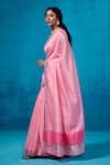 Dressfolk_Pink Handloom Chanderi Handwoven Kalyani Saree With Unstitched Blouse Piece _Online_at_Aza_Fashions