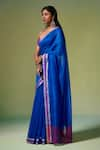 Dressfolk_Blue Handloom Chanderi Handwoven Khwaabida Saree With Unstitched Blouse Piece _Online_at_Aza_Fashions