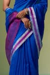 Shop_Dressfolk_Blue Handloom Chanderi Handwoven Khwaabida Saree With Unstitched Blouse Piece _Online_at_Aza_Fashions