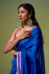 Dressfolk_Blue Handloom Chanderi Handwoven Khwaabida Saree With Unstitched Blouse Piece _at_Aza_Fashions