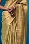 Dressfolk_Green Handloom Chanderi Handwoven Lairah Saree With Unstitched Blouse Piece _at_Aza_Fashions