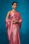 Buy_Dressfolk_Pink Handloom Tissue Handwoven Mehtab Saree With Unstitched Blouse Piece _Online_at_Aza_Fashions