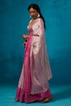 Dressfolk Pink Handloom Cotton Handwoven Tissue Saree With Running Blouse Online at Aza Fashions Dressfolk_Pink Handloom Cotton Handwoven Tissue Saree With Running Blouse_Online_at_Aza_Fashions