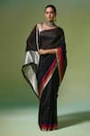 Buy_Dressfolk_Black Handloom Chanderi Handwoven Raaz Saree With Unstitched Blouse Piece _at_Aza_Fashions