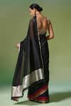 Shop_Dressfolk_Black Handloom Chanderi Handwoven Raaz Saree With Unstitched Blouse Piece _at_Aza_Fashions